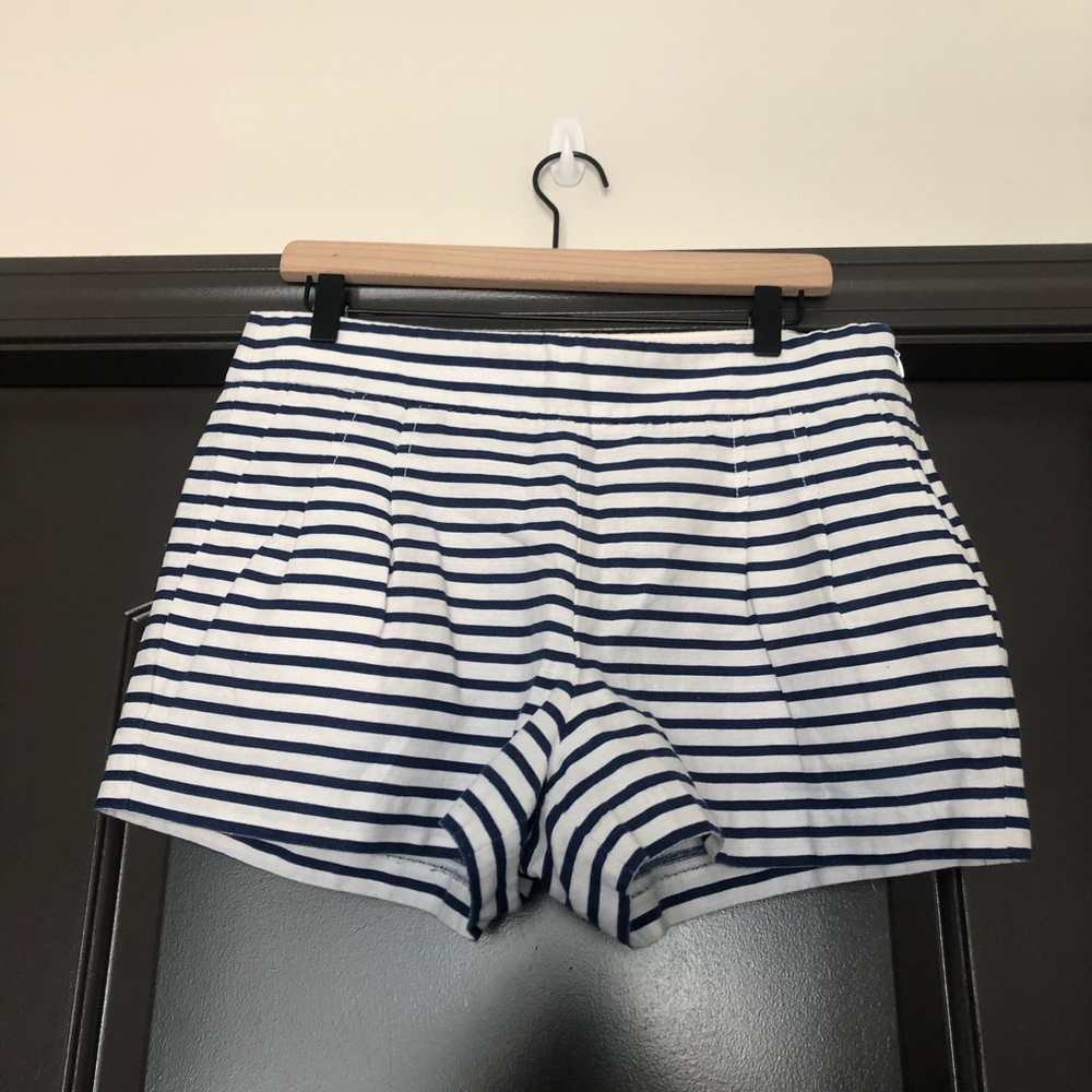 J. Crew Factory white and royal blue cobalt blue cotton/linen dress shorts - Picture 1 of 11